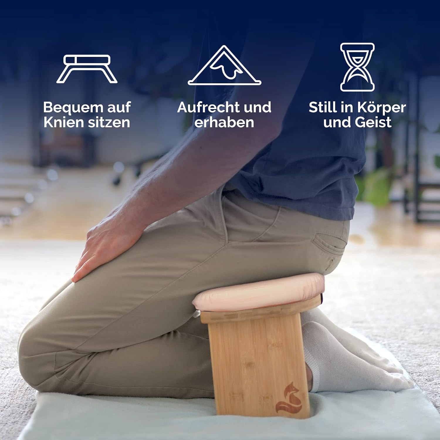 Peach Foldable Bamboo Meditation Bench