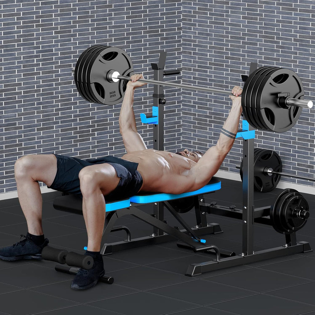 Adjustable Weight Bench with Squat Rack Stand