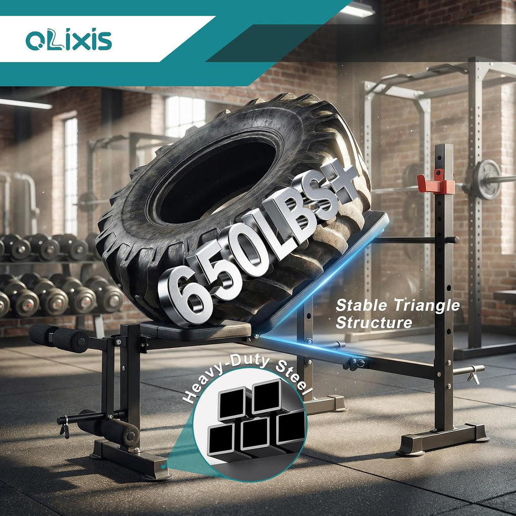 650LBS Foldable Weight Bench with Rack