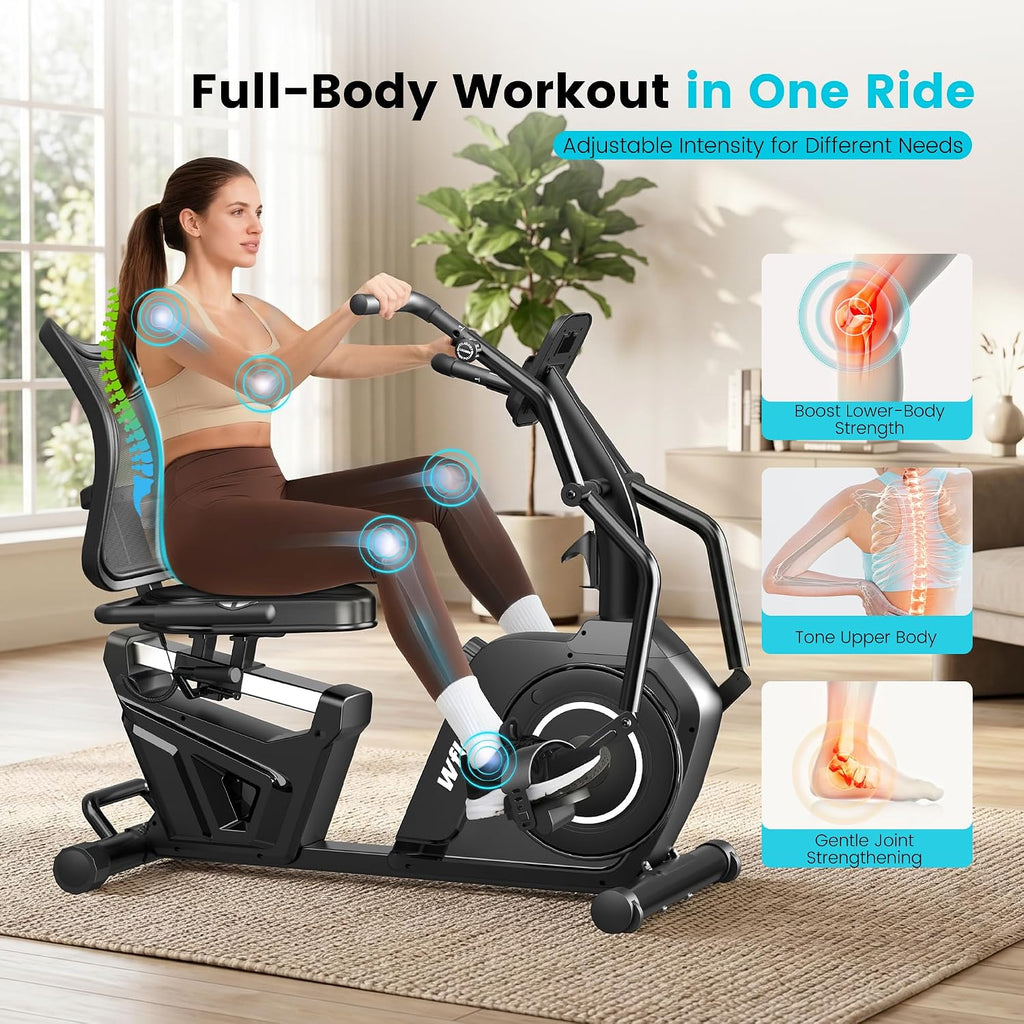 Bluetooth Magnetic Stationary Bike with Arm Exerciser