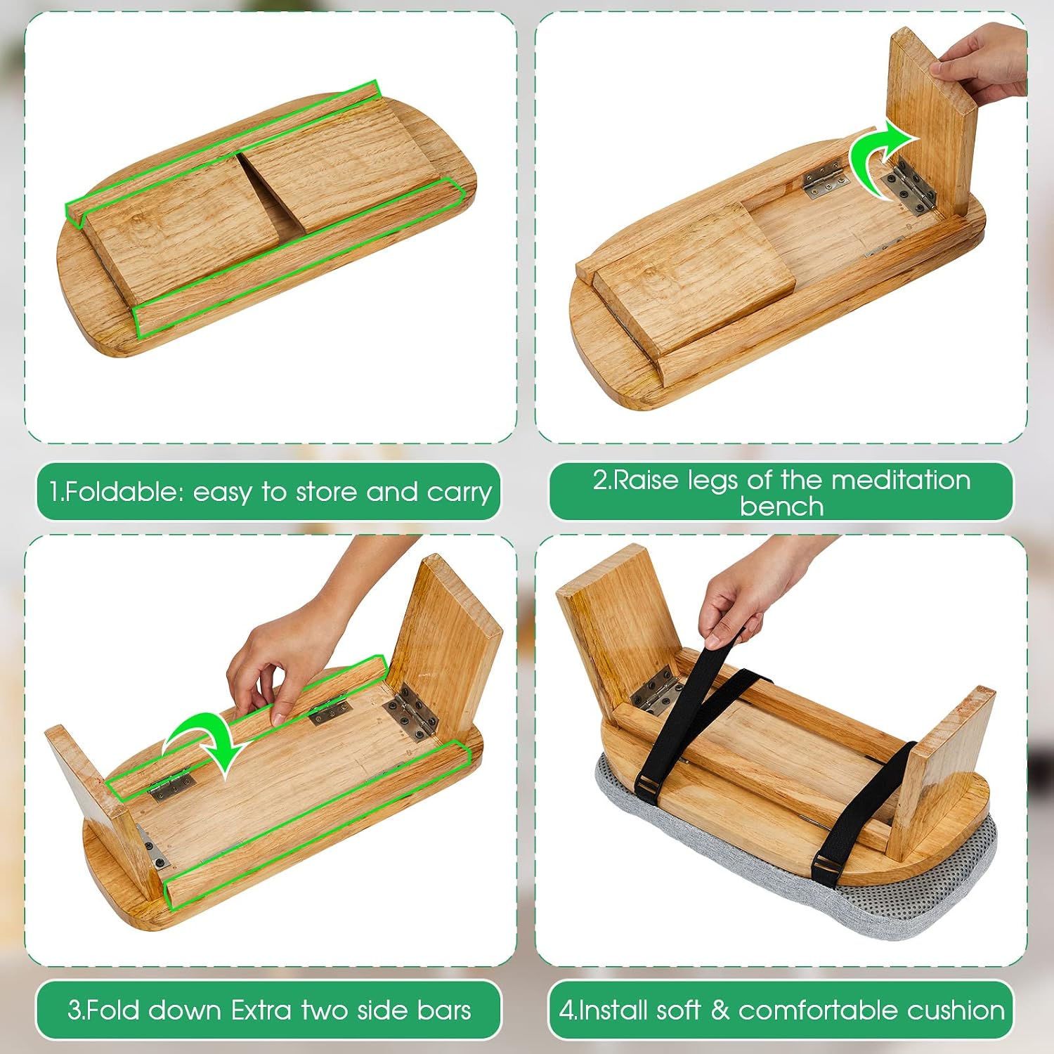 Foldable Cushioned Portable Meditation Bench
