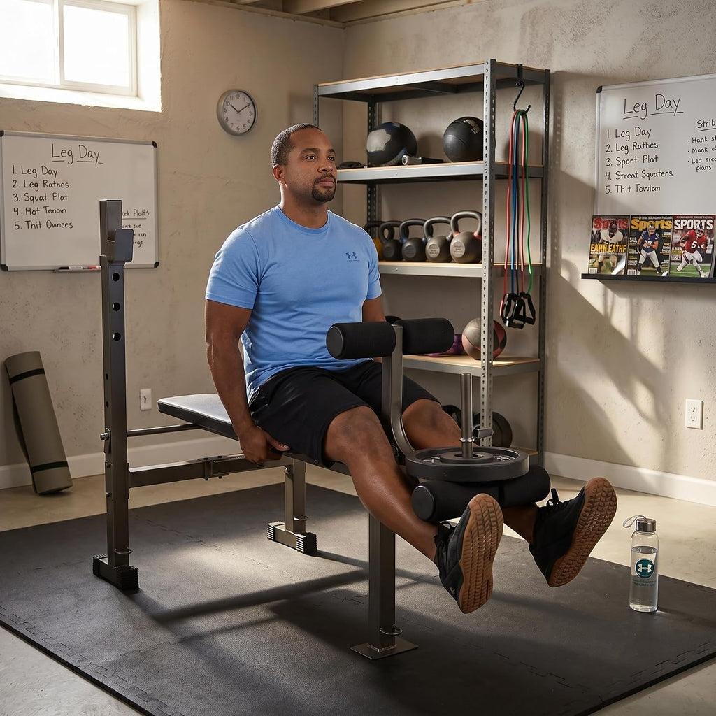 Black Weight Bench Barbell Rack Combo