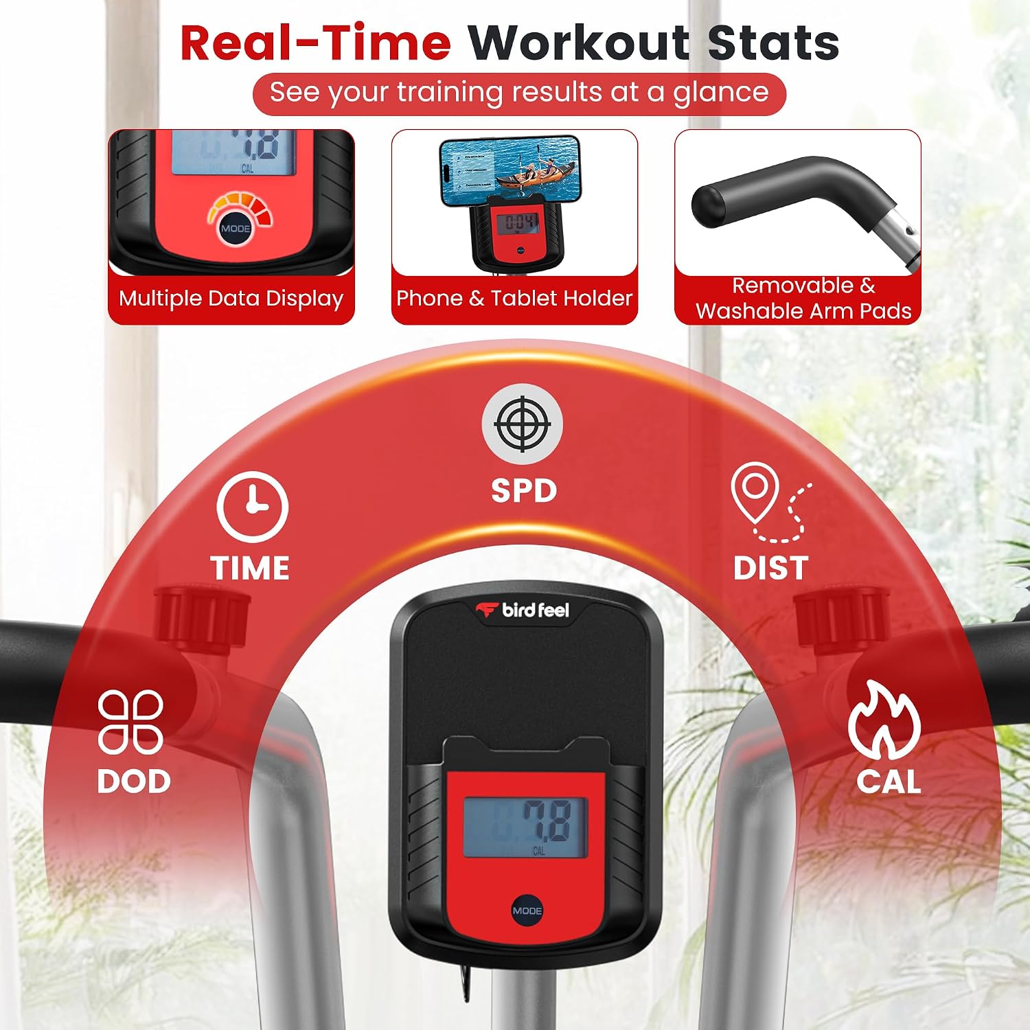 Foldable Exercise Bike with Elliptical Mode LCD Monitor