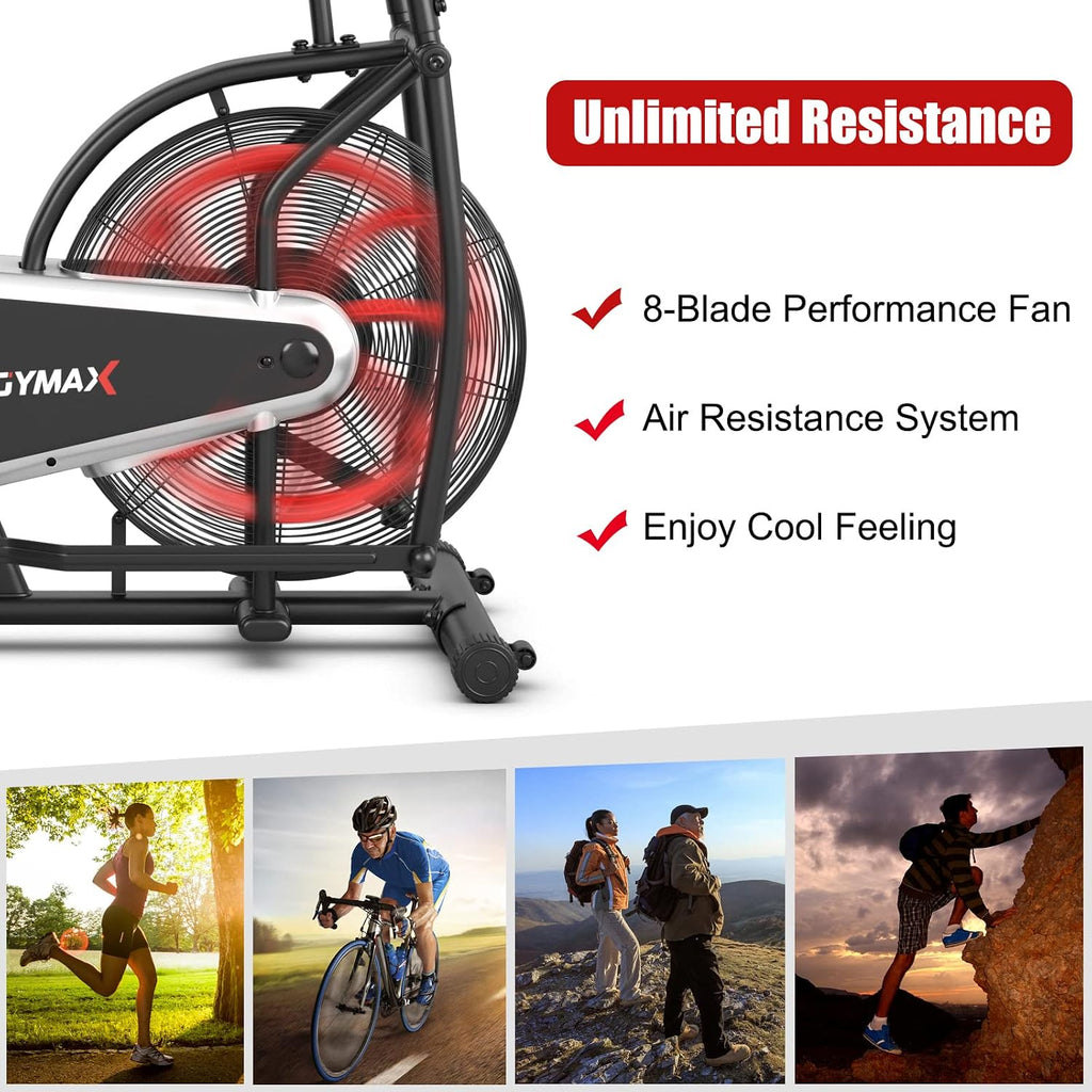 Air Resistance Fan Exercise Bike with LCD & Phone Holder
