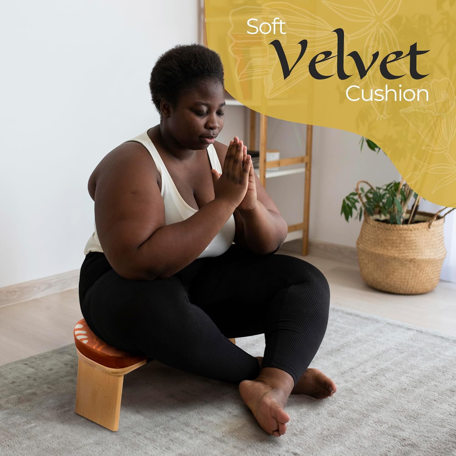 Brown Foldable Bamboo Meditation Bench