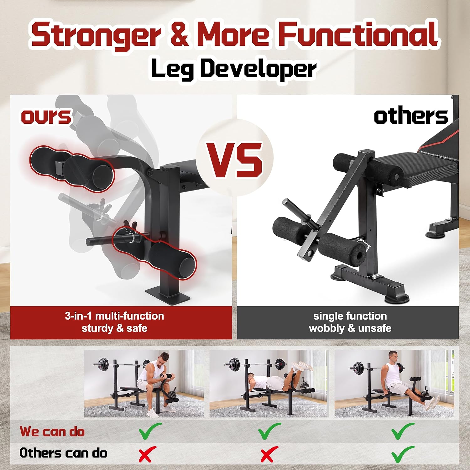 Foldable Multi-Function Weight Bench with Squat Rack
