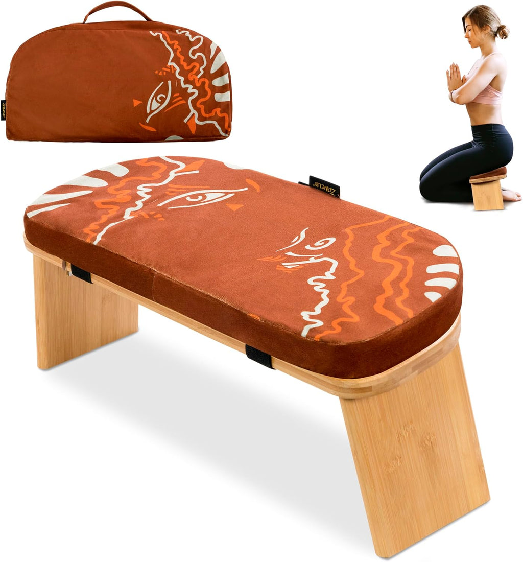 Brown Foldable Bamboo Meditation Bench