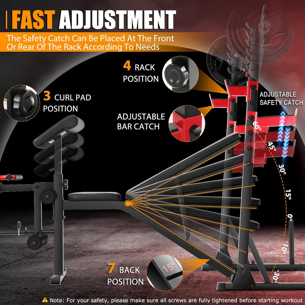 900LBS Heavy Duty Multi-Function Weight Bench Set