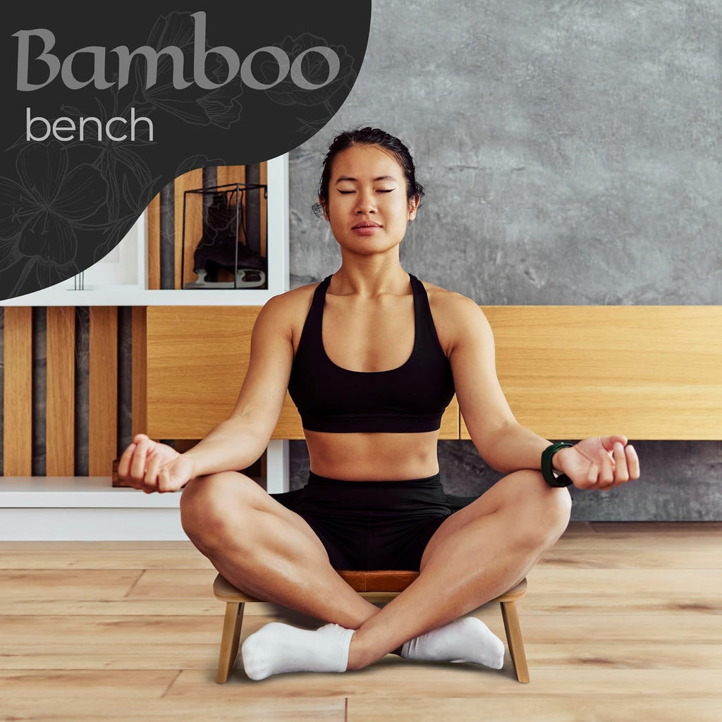 Brown Foldable Bamboo Meditation Bench