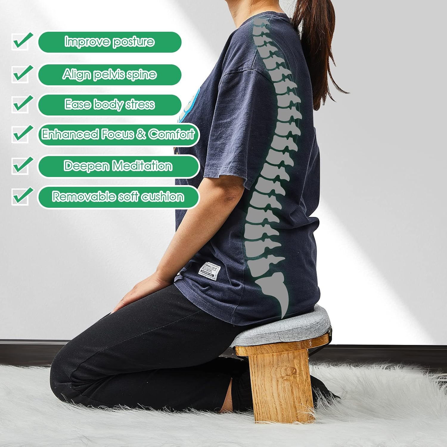 Foldable Cushioned Portable Meditation Bench