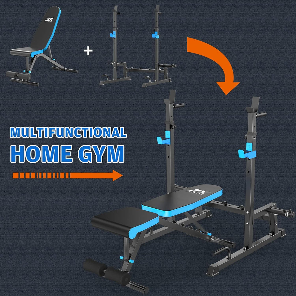 Adjustable Weight Bench with Squat Rack Stand