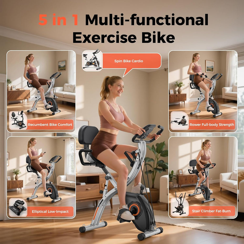 5-in-1 Foldable Magnetic Exercise Bike
