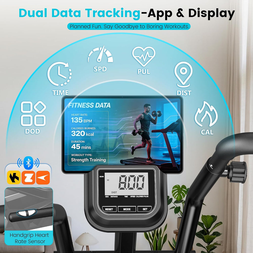 Bluetooth Magnetic Stationary Bike with Arm Exerciser