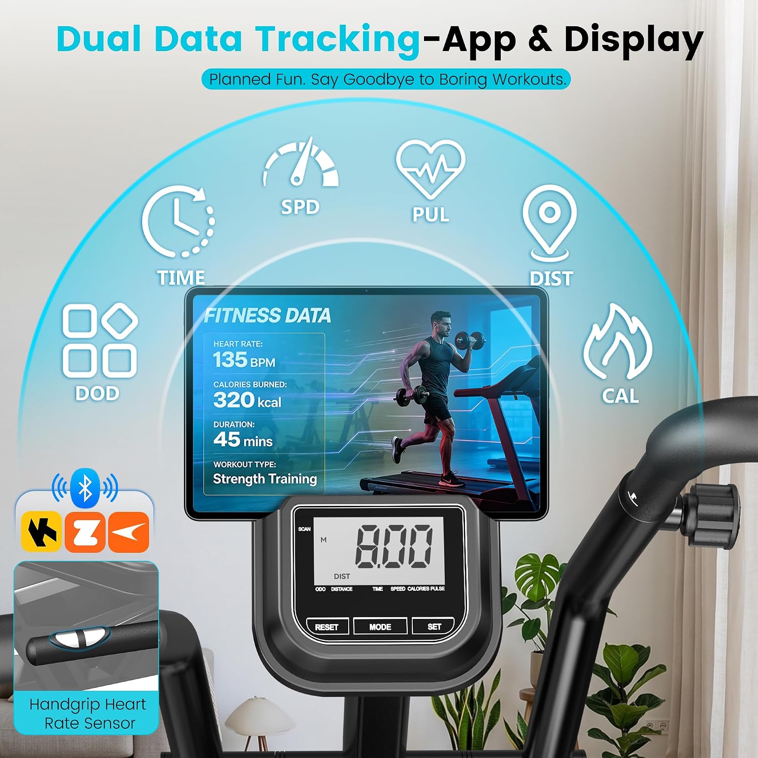 Bluetooth Magnetic Stationary Bike with Arm Exerciser