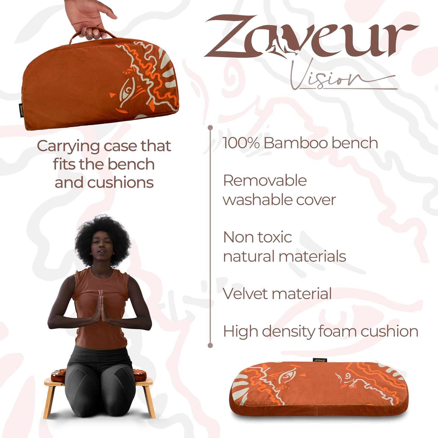 Brown Foldable Bamboo Meditation Bench