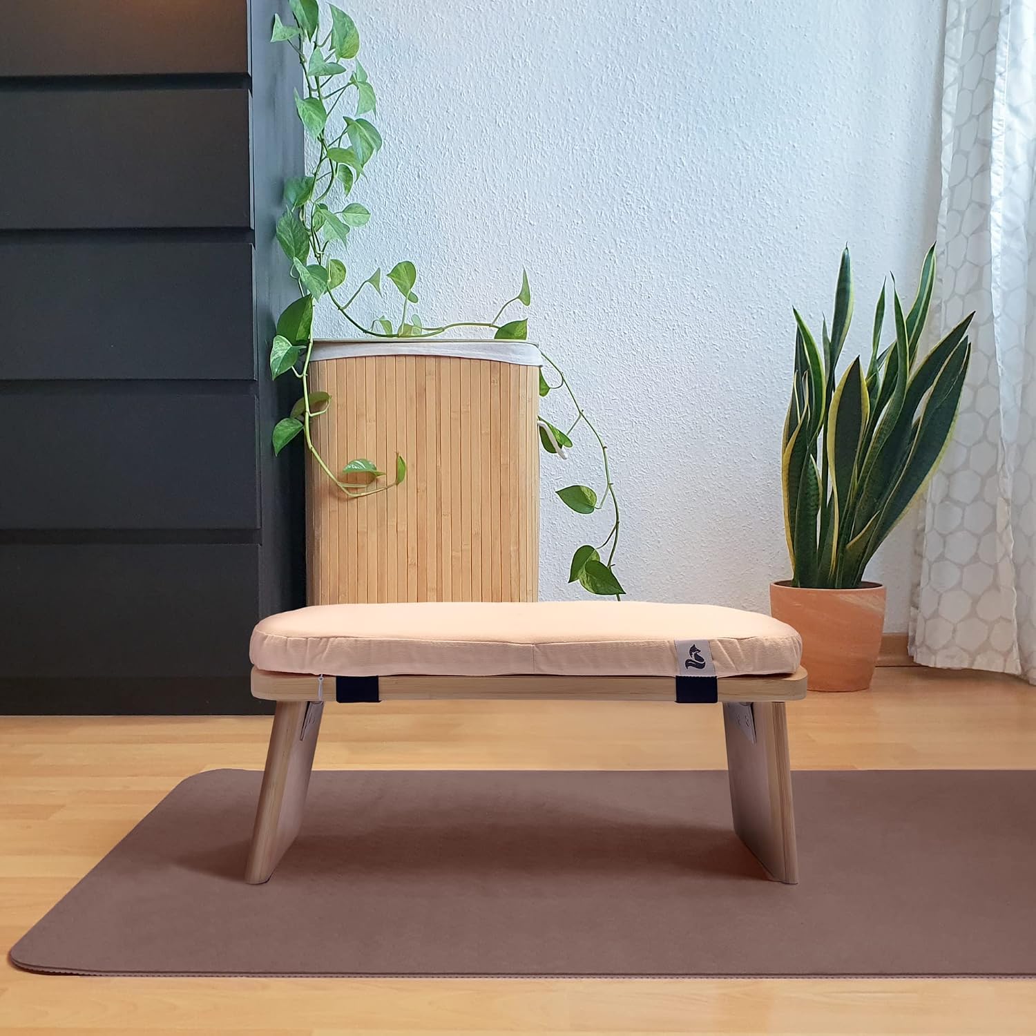 Peach Foldable Bamboo Meditation Bench