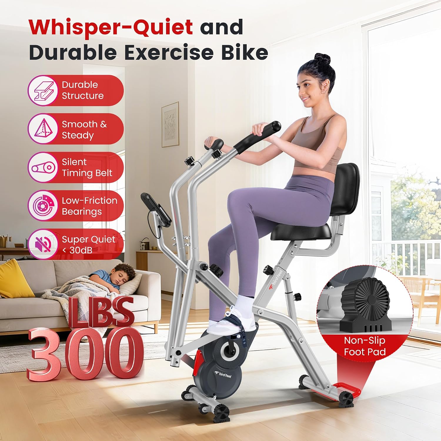 Foldable Exercise Bike with Elliptical Mode LCD Monitor