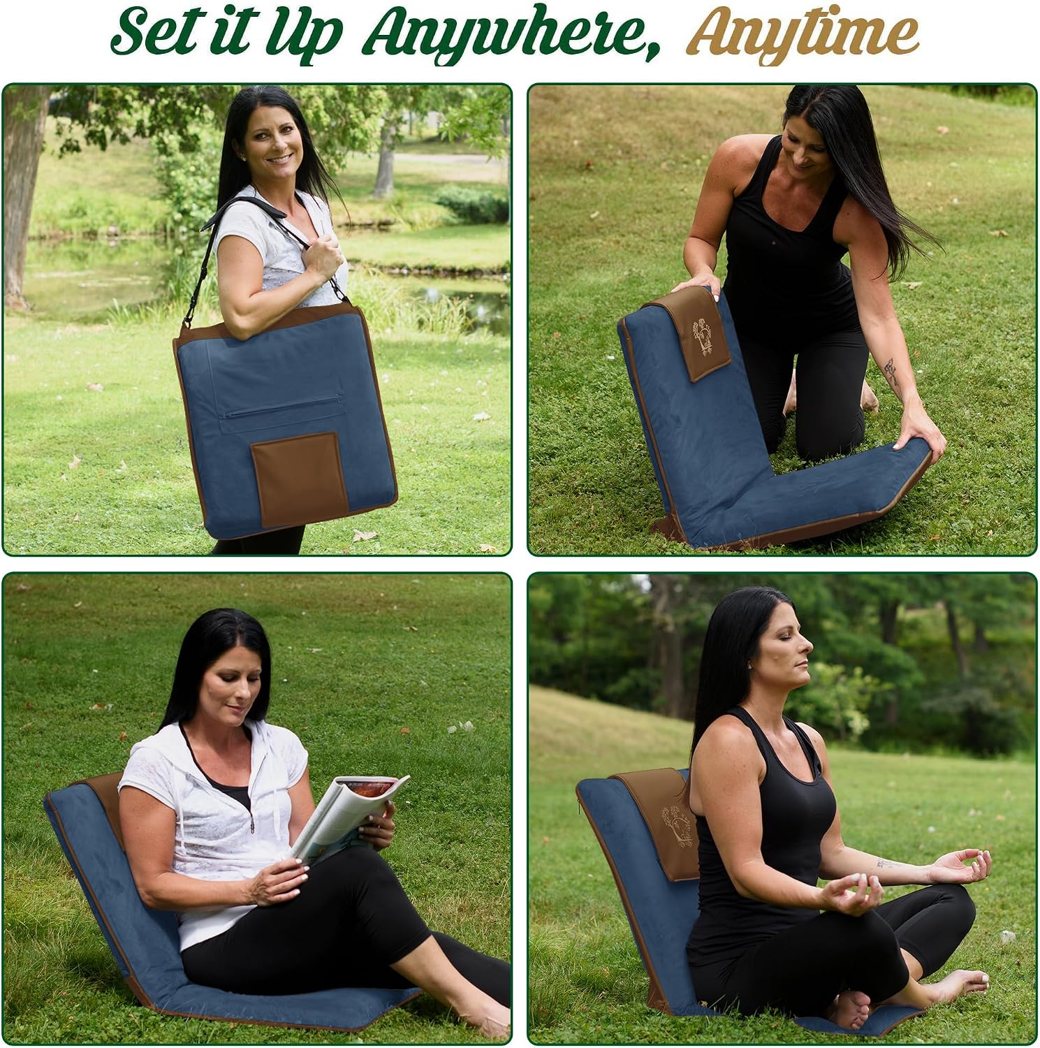 Leather Adjustable Folding Meditation Floor Chair