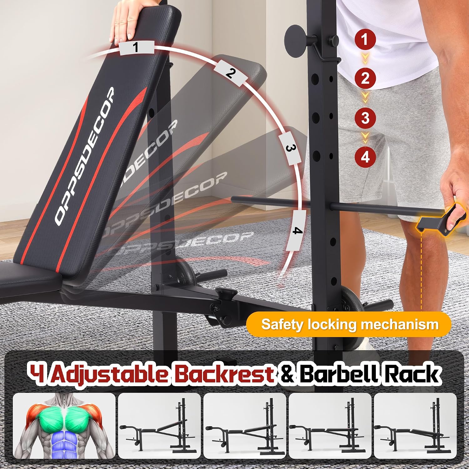 Foldable Multi-Function Weight Bench with Squat Rack